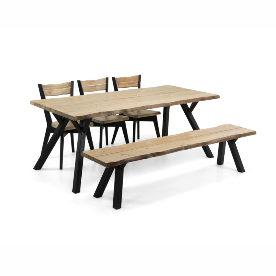 Lana pyöreä lankkupöytä, antiikki/musta